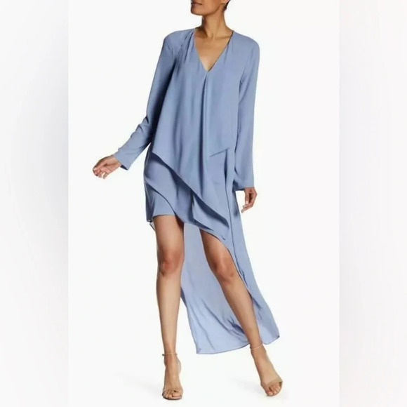 BCBGMaxAzria Kyndal Regal Lagenlook Chiffon Asymmetrical High Low Dress - Picture 2 of 10